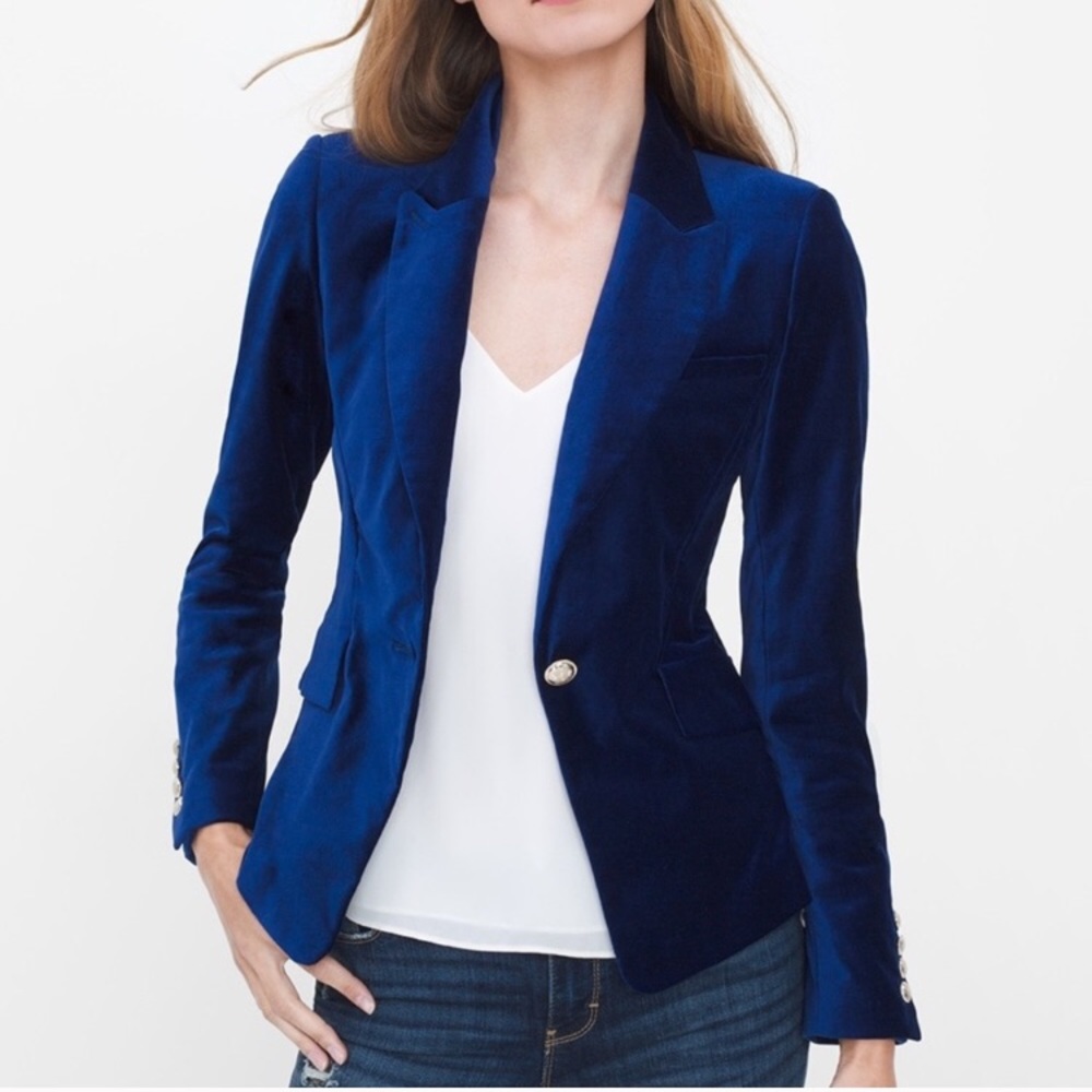 WHBM Velvet Blazer Jacket Royal Blue 12